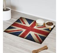 Tapis d'alimentation pour chat et chien Motif drapeau de la Grande-Bretagne vintage Tapis d'alimentation absorbant Nti-Slip Contain déversement Protège les sols 43,1 x 76,2 cm