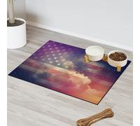 Tapis d'alimentation pour chat et chien, motif drapeau de la nébuleuse de la galaxie, tapis d'alimentation absorbant, antidérapant, protège les sols, 43,1 x 76,2 cm