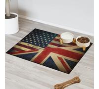 Tapis d'alimentation pour chat et chien - Motif drapeau de l'Amérique vintage - Absorbant - Antidérapant - Protège les sols - 43,1 x 76,2 cm