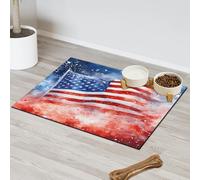 Tapis d'alimentation pour chat et chien Motif drapeau de l'indépendance américaine Tapis d'alimentation absorbant Nti-Slip Contain Spills Protège les sols 43,1 x 76,2 cm