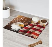 Tapis d'alimentation pour chat et chien Motif drapeau des États-Unis Tapis d'alimentation absorbant Nti-Slip Contain les déversements Protège les sols 43,1 x 76,2 cm