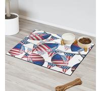 Tapis d'alimentation pour chat et chien Motif drapeau du football américain Tapis d'alimentation absorbant Nti-Slip Contain Spills Protège les sols 30,4 x 50,8 cm