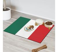 Tapis d'alimentation pour chat et chien Motif drapeau du Mexique Tapis d'alimentation absorbant Nti-Slip Contiennent les déversements Protège les sols Set de table 30,4 x 50,8 cm