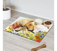 Tapis d'alimentation pour chat et chien Motif floral aquarelle Tapis d'alimentation pour animal domestique Tapis d'alimentation absorbant Nti-Slip Contain Spills Protège les sols Set de table 30,4 x