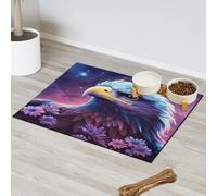 Tapis d'alimentation pour chat et chien, motif galaxie, nébuleuse, fleurs, aigles, tapis d'alimentation pour animaux domestiques, absorbant, antidérapant, protège les sols, 40,6 x 60,9 cm