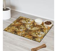 Tapis d'alimentation pour chat et chien Motif léopard Jaguars Tapis d'alimentation absorbant Nti-Slip Contiennent les déversements Protège les sols Set de table 30,4 x 50,8 cm