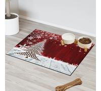 Tapis d'alimentation pour chat et chien Motif Merry Christmas Tapis d'alimentation absorbant Nti-Slip Contain Spills Protège les sols 43,1 x 76,2 cm