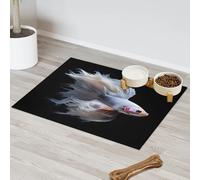 Tapis d'alimentation pour chat et chien Motif poissons de combat Tapis d'alimentation pour animal domestique Tapis d'alimentation absorbant Nti-Slip Contain Spills Protège les sols Napperon 43,1 x