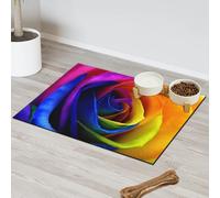 Tapis d'alimentation pour chat et chien Motif rose arc-en-ciel 43,1 x 76,2 cm