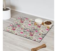 Tapis d'alimentation pour chat et chien, motif rose, léopard, tapis d'alimentation absorbant, antidérapant, protège les sols, 60,9 x 81,2 cm