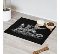 Tapis d'alimentation pour chat et chien Motif squelettes drôles de marins Tapis d'alimentation pour animal domestique Tapis d'alimentation absorbant Nti-Slip Contiennent les déversements Protège les