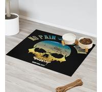 Tapis d'alimentation pour chat et chien Motif tête de mort Tapis d'alimentation absorbant Nti-Slip Contain Spills Protège les sols Set de table 30,4 x 50,8 cm