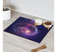 Tapis d'alimentation pour chat et chien Motif univers étoiles galaxies Tapis d'alimentation absorbant Nti-Slip Contain Spills Protège les sols Set de table 30,4 x 50,8 cm