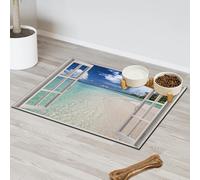 Tapis d'alimentation pour chat ou chien Motif palmiers tropicaux sur une île sur une île 60,9 x 81,2 cm