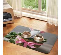 Tapis d'alimentation pour chien avec imprimé rosette de lapin pour nourriture et eau - Distributeur d'eau pour chiens - Accessoires pour chiens