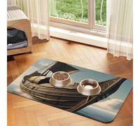 Tapis d'alimentation pour chien avec motif bateau viking pour nourriture et eau - Tapis distributeur d'eau pour chiens - Accessoires pour chiens