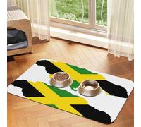Tapis d'alimentation pour chien avec motif carte du drapeau de la Jamaïque pour nourriture et eau, distributeur d'eau, accessoires pour chiens