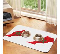 Tapis d'alimentation pour chien avec motif carte du drapeau du Maroc pour nourriture et eau, distributeur d'eau, accessoires pour chiens