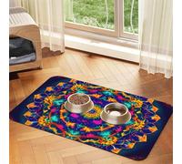 Tapis d'alimentation pour chien avec motif mandala pour gamelle d'eau et nourriture - Tapis distributeur d'eau pour chiens - Accessoires pour chiens