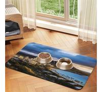 Tapis d'alimentation pour chien et gamelle d'eau antidérapant pour animal de compagnie - Tapis absorbant pour chat - Motif horizon hawaïen - Tête de diamant - Volcan - Tapis de nourriture pour animaux