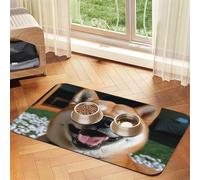 Tapis d'alimentation pour chien et gamelle d'eau antidérapant pour animal de compagnie, tapis absorbant pour chat Shiba Inu Smile Tongue Out Tapis de nourriture pour animaux de compagnie pour sols
