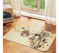 Tapis d'alimentation pour chien et gamelle d'eau antidérapant pour animal de compagnie, tapis de mangeoire absorbant pour chat, motif pissenlit, cœurs pour animaux de compagnie, tapis de nourriture