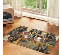 Tapis d'alimentation pour chien et gamelle d'eau antidérapant pour animal de compagnie, tapis de mangeoire absorbant pour chat, série Tribe de l'Égypte antique, tapis de nourriture pour animaux de