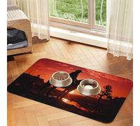 Tapis d'alimentation pour chien et gamelle d'eau antidérapant pour animal de compagnie, tapis de mangeoire absorbant pour chat, tapis de nourriture pour animaux de compagnie Cowboy West Tapis de