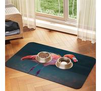 Tapis d'alimentation pour chien et gamelle d'eau antidérapant pour animaux de compagnie - Tapis absorbant pour chat - Flamant rose vif - Tapis de nourriture pour les sols - Ne tache pas - 30 x 45 cm