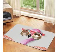 Tapis d'alimentation pour chien et gamelle d'eau antidérapant pour animaux de compagnie, tapis absorbant pour mangeoire pour chat, lunettes bonjour flamant rose, tapis de nourriture pour animaux de
