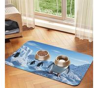 Tapis d'alimentation pour chien et gamelle d'eau antidérapant pour animaux de compagnie - Tapis absorbant pour nourriture pour chat - Pingouin Antarctique - Tapis de nourriture pour animaux de
