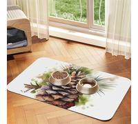 Tapis d'alimentation pour chien et gamelle d'eau antidérapant pour animaux de compagnie - Tapis absorbant pour chat - Aquarelle - Pomme de pin - Tapis de nourriture pour les sols - Sans taches - Tapis