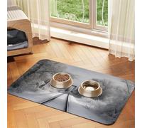 Tapis d'alimentation pour chien et gamelle d'eau antidérapant pour animaux de compagnie - Tapis absorbant pour chat - Trains enneigés - Tapis de nourriture pour sols sans taches - Tapis de gamelle
