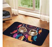 Tapis d'alimentation pour chien et gamelle d'eau antidérapant pour animaux de compagnie - Tapis absorbant pour chat - Attrape-rêves coloré - Tapis de nourriture pour les sols - Ne tache pas - 30 x 45