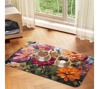 Tapis d'alimentation pour chien et gamelle d'eau antidérapant pour animaux de compagnie - Tapis absorbant coloré pour le printemps et l'été - Tapis de nourriture pour animaux de compagnie pour les