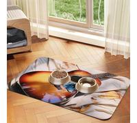 Tapis d'alimentation pour chien et gamelle d'eau antidérapant pour animaux de compagnie - Tapis absorbant pour chat - Aquarelle - Guitare acoustique - Tapis de nourriture pour animaux de compagnie