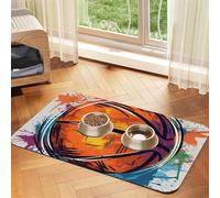 Tapis d'alimentation pour chien et gamelle d'eau antidérapant pour animaux de compagnie - Tapis absorbant pour chat - Tapis de basket-ball coloré pour esquisses - Tapis de nourriture pour animaux de