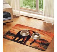 Tapis d'alimentation pour chien et gamelle d'eau antidérapant pour animaux de compagnie, tapis de mangeoire absorbant pour chat, coucher de soleil, éléphant, tapis de nourriture pour les sols, sans