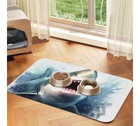 Tapis d'alimentation pour chien et gamelle d'eau antidérapant pour animaux de compagnie Tapis de table absorbant pour chat Requin dans la mer Tapis de nourriture pour animaux de compagnie pour sols