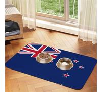 Tapis d'alimentation pour chiens et chats avec drapeau de la Nouvelle-Zélande - Facile à nettoyer et portable, tapis distributeur d'eau à séchage rapide pour chien et chat (76,2 x 114,3 cm, noir)