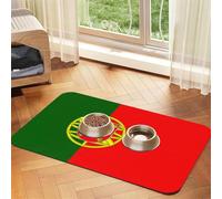 Tapis d'alimentation pour chiens et chats avec drapeau portugais - Facile à nettoyer et portable, tapis distributeur d'eau à séchage rapide pour chien et chat (76,2 x 114,3 cm, noir)