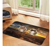 Tapis d'alimentation pour chiens et chats avec impression de scène côtière calme - Absorbant et imperméable - Antidérapant - Séchage rapide - Protection du sol - Nappe en cuir