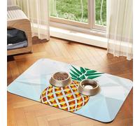 Tapis d'alimentation pour chiens et chats avec imprimé géométrique ananas - Absorbant et imperméable - Antidérapant - Séchage rapide - Nappe en cuir