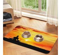 Tapis d'alimentation pour chiens et chats imprimé yoga méditation tapis d'alimentation absorbant imperméable tapis de nourriture pour chien tapis antidérapant tapis de table pour animal domestique