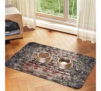 Tapis d'alimentation pour chiens et chats - Motif briques usées anciennes - Absorbant et imperméable - Antidérapant - Séchage rapide - Protection du sol - Nappe en cuir