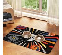 Tapis d'alimentation rétro futurisme pour chien ou chat - En cuir absorbant - Imperméable - Pas de taches - Séchage rapide - Antidérapant - 45 x 30 cm