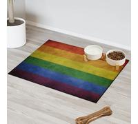 Tapis d'alimentation vintage arc-en-ciel pour chat et chien Tapis d'alimentation pour gamelle d'eau LGBT Tapis d'alimentation absorbant Nti-Slip Contain Spills Protège les sols Set de table 40,6 x