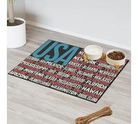 Tapis d'alimentation vintage avec motif alphabet américain pour animal domestique pour chat et chien Tapis d'alimentation pour animal domestique Tapis d'alimentation absorbant Nti-Slip Contain Spills