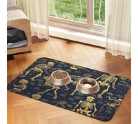 Tapis d'alimentation Vintage pour Animaux de Compagnie, Motif tête de Mort de Dinosaure, Tapis de Nourriture pour Petits Chiens, Set de Table en Cuir Absorbant pour Chiens et Chats, Tapis de gamelle,