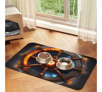Tapis d'alimentation Yin Yang Shield en similicuir absorbant l'eau pour animal domestique 40 x 60 cm antidérapant durable pour gamelles de chat et chien